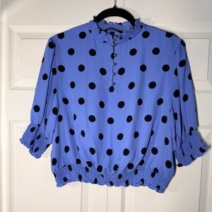 Elegant Blue Polka Dot Blouse